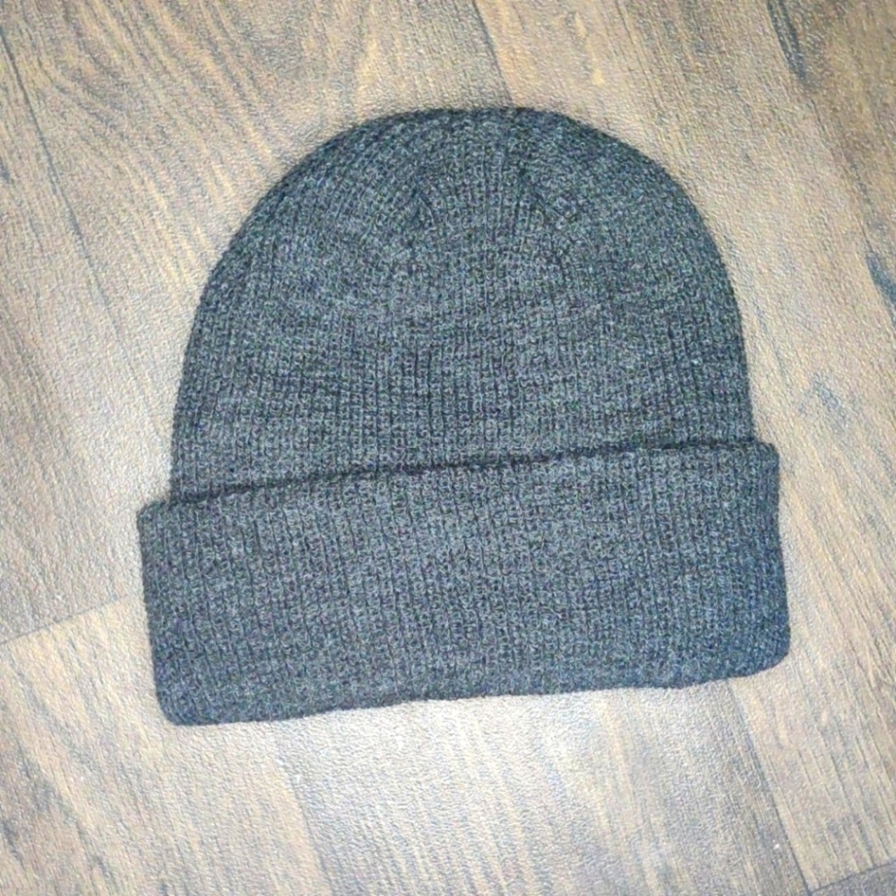 Plain charcoal grey fisherman beanie hat